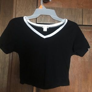 Black w/ shoulder stripes crop top